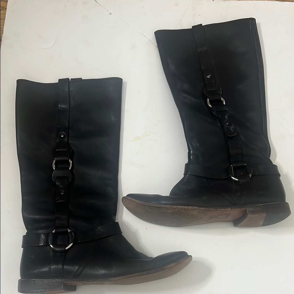 FRYE PAIGE LOOP HARNESS LEATHER BIKER WESTERN RIDING BOOTS SUZE 9B 77540